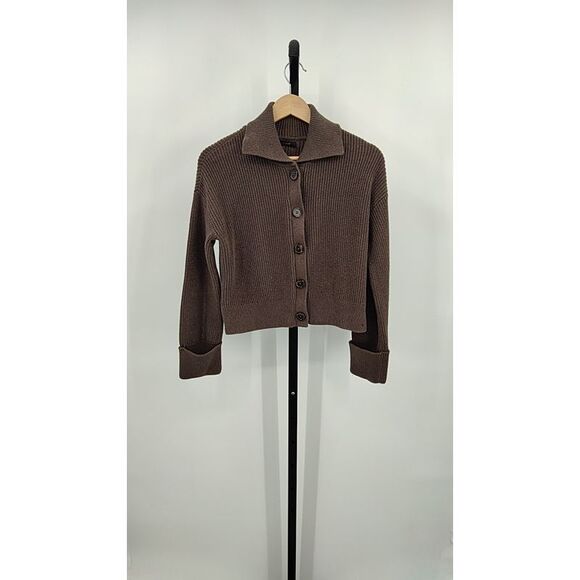 Quince Sweaters - Quince Women 100% Organic Cotton Fisherman Collared Cardigan Brown XS